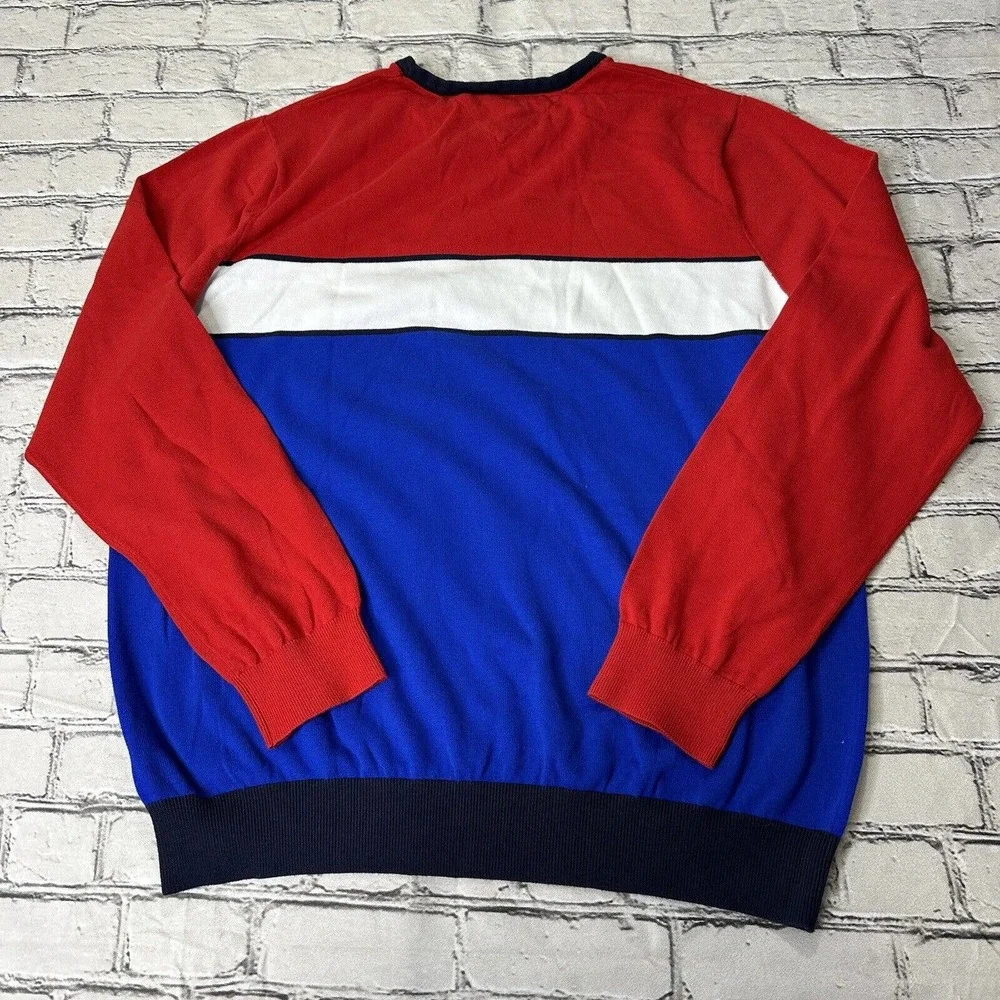 TOMMY HILFIGER - Red/White/Blue Digital Spell Out High Quality Sweater Mens XXL